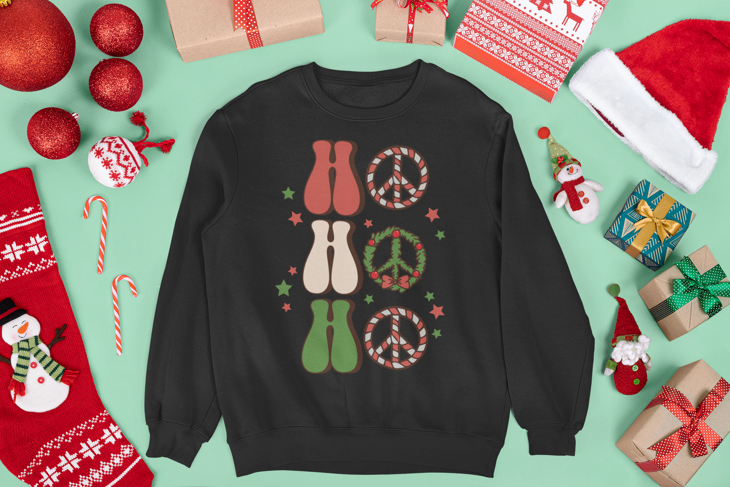 Retro Ho Ho Ho Unisex Crewneck Sweatshirt
