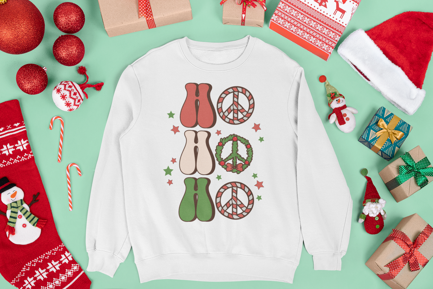 Retro Ho Ho Ho Unisex Crewneck Sweatshirt