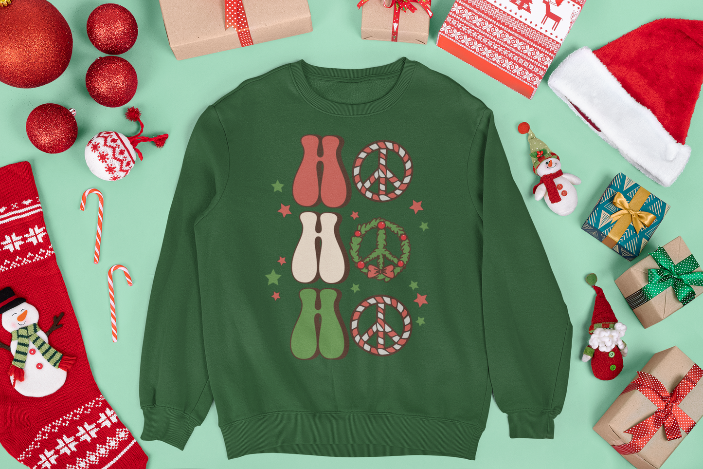 Retro Ho Ho Ho Unisex Crewneck Sweatshirt