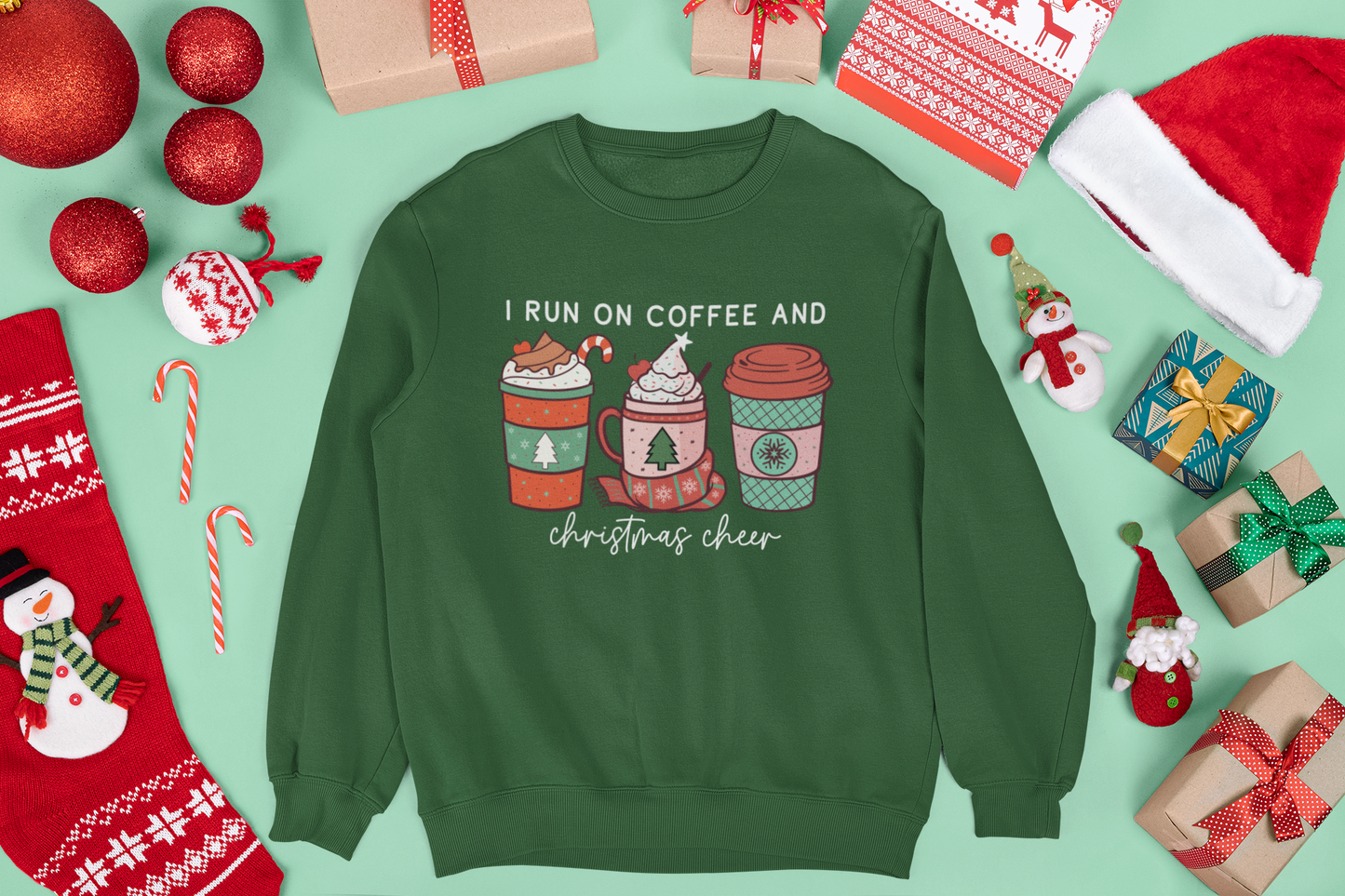 I Run on Coffee and Christmas Cheer Unisex Crewneck Sweatshirt