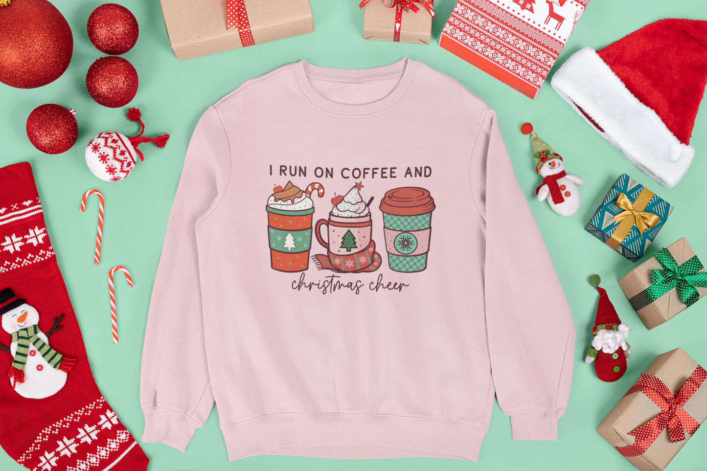 I Run on Coffee and Christmas Cheer Unisex Crewneck Sweatshirt