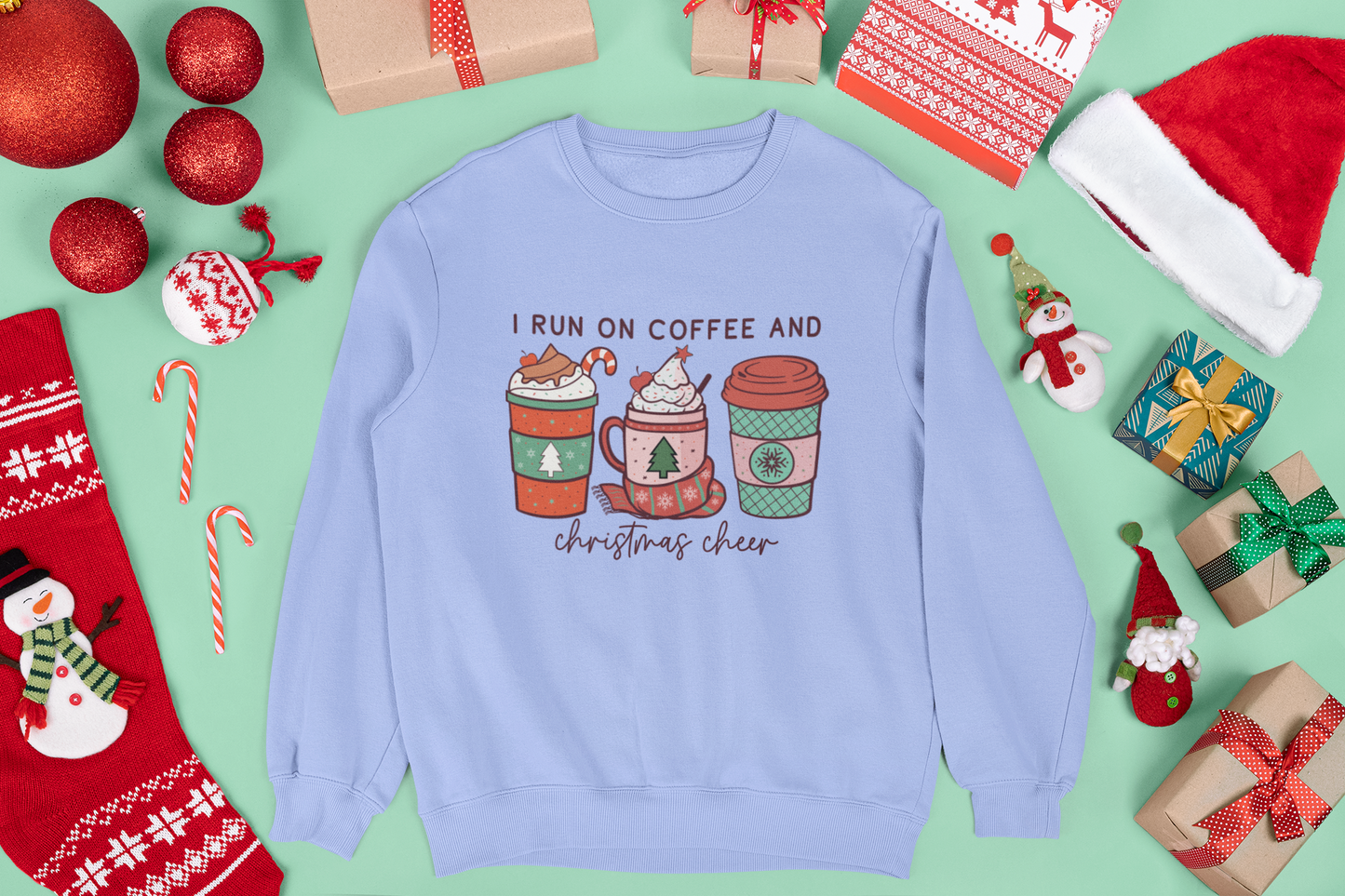 I Run on Coffee and Christmas Cheer Unisex Crewneck Sweatshirt