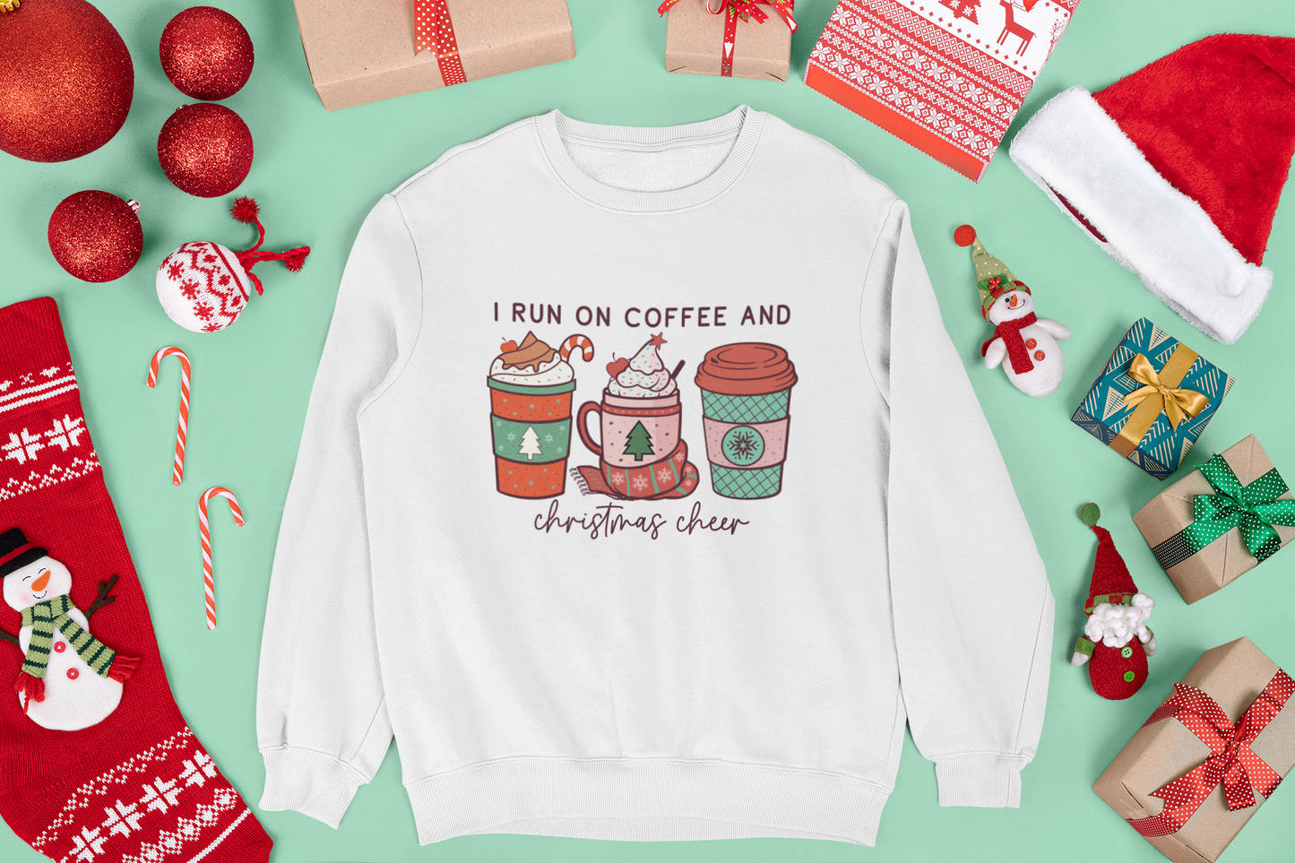 I Run on Coffee and Christmas Cheer Unisex Crewneck Sweatshirt
