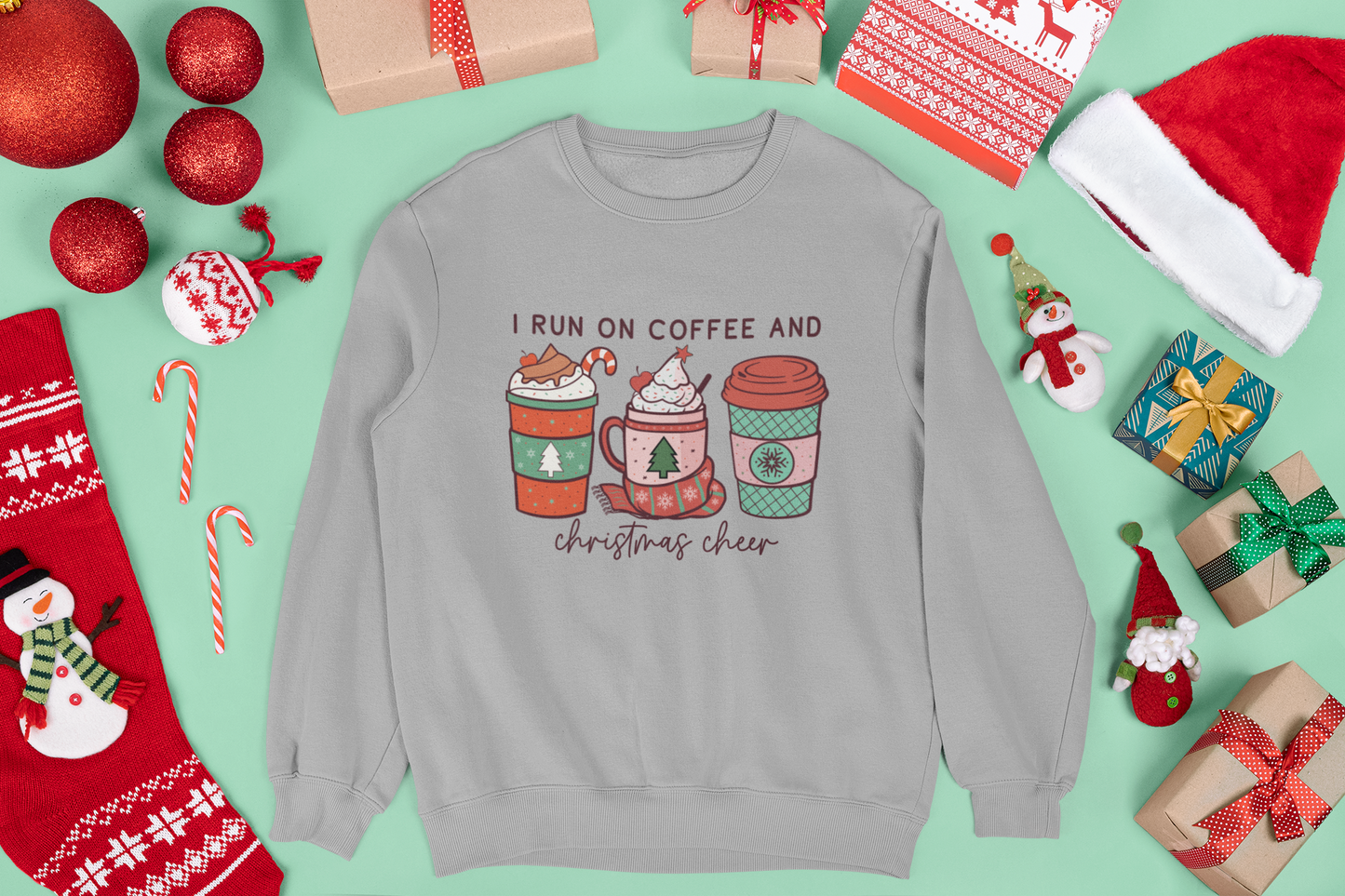 I Run on Coffee and Christmas Cheer Unisex Crewneck Sweatshirt