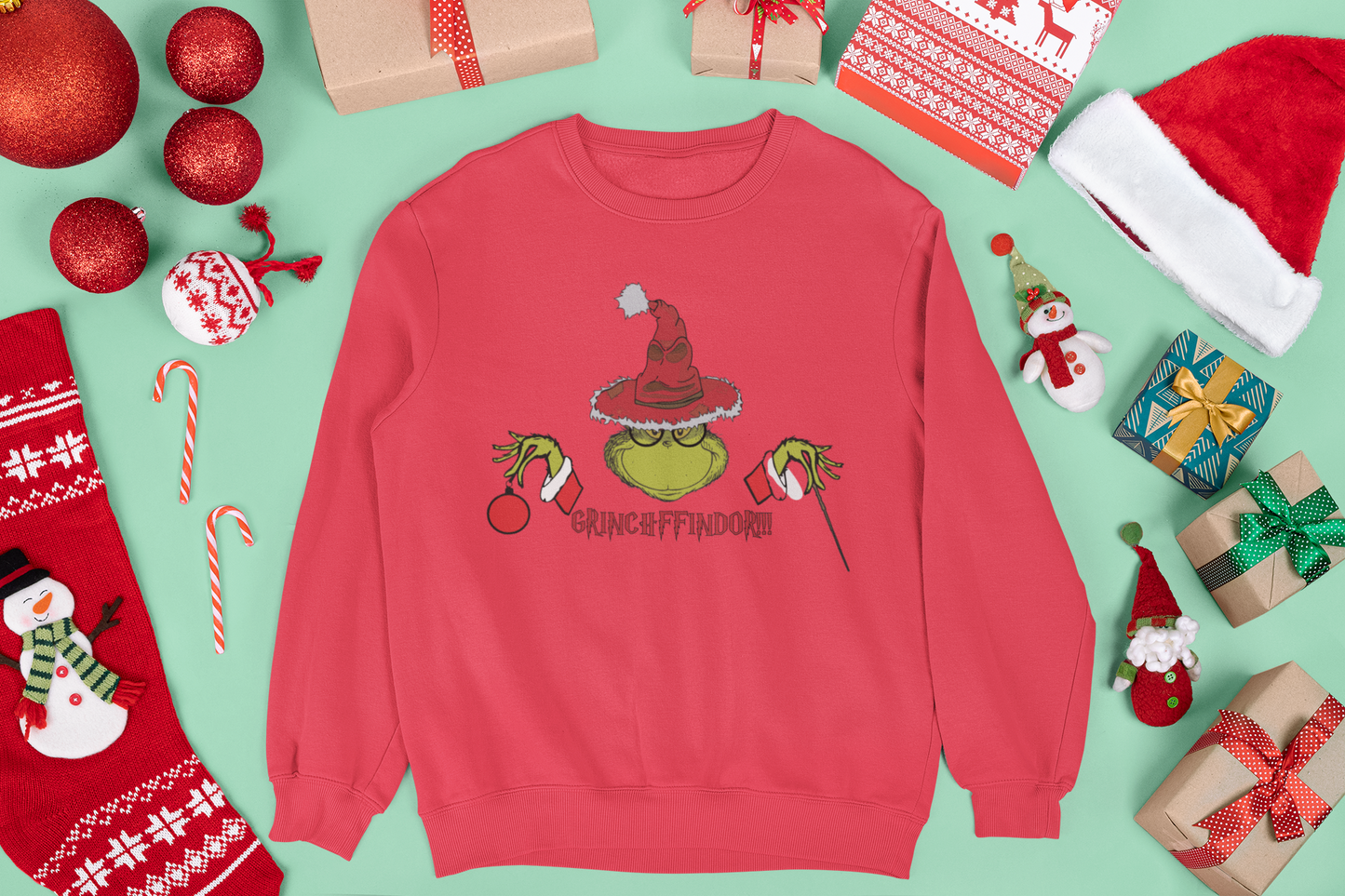 Christmas Grinchffindor!!! Unisex Crewneck Sweatshirt