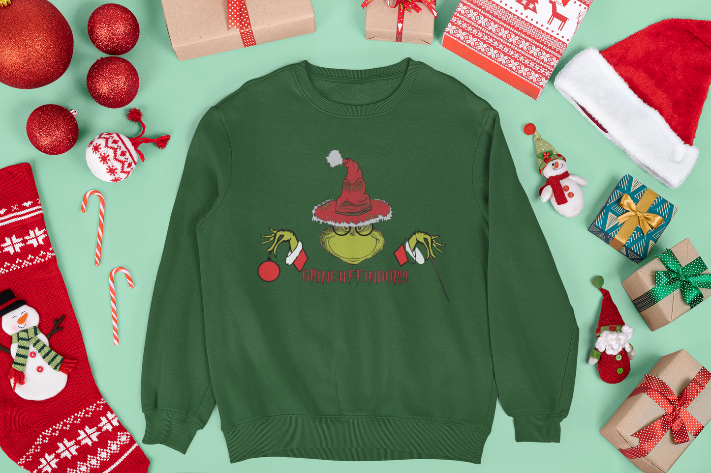 Christmas Grinchffindor!!! Unisex Crewneck Sweatshirt