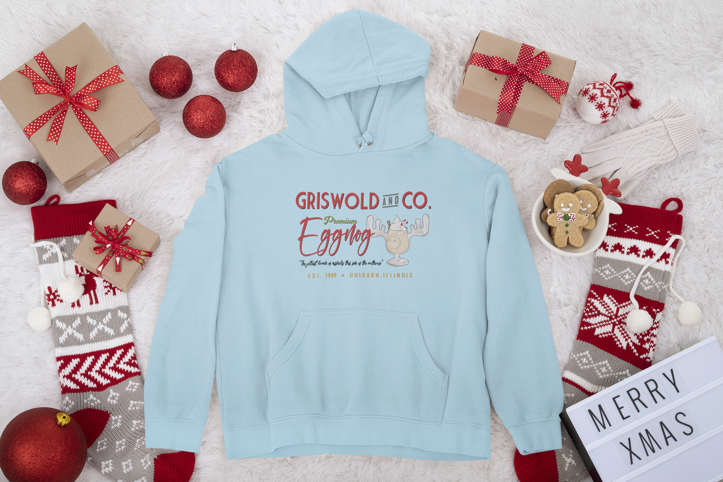 Griswold & Co. Premium Eggnog Unisex Fleece Pullover Hooded Sweatshirt