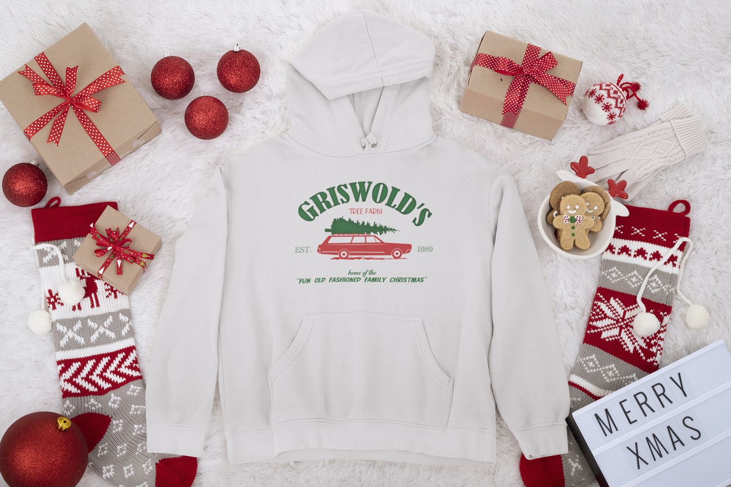 Griswold's Tree Farm Unisex Fleece Pullover Hooded Sweatshirt