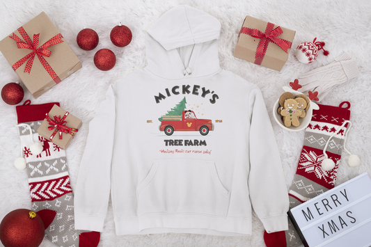 Mickey's Tree Farm Unisex Fleece Pullover Hooded Sweatshirt